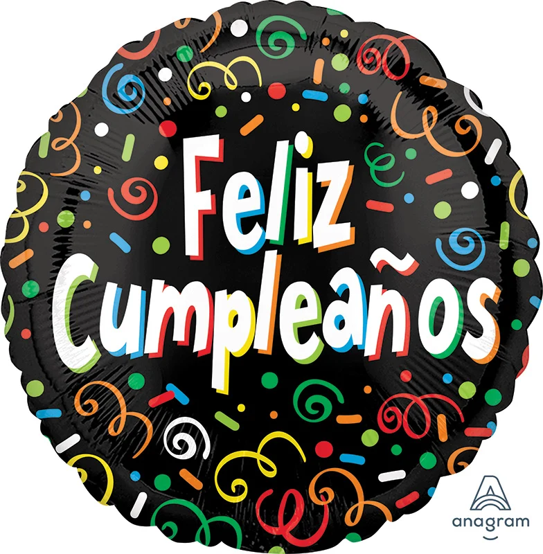 41127 18 inches Feliz Cumpleanos Confetti Explosion Foil balloons