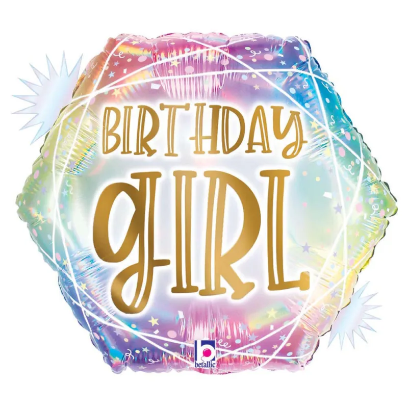 18" Opal Pastel "Birthday Girl" Balloon