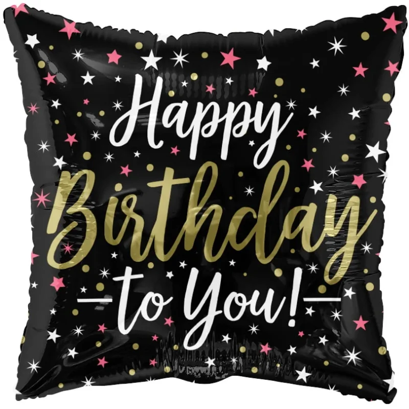 15820 18 18 inches Birthday Black Square Foil balloons