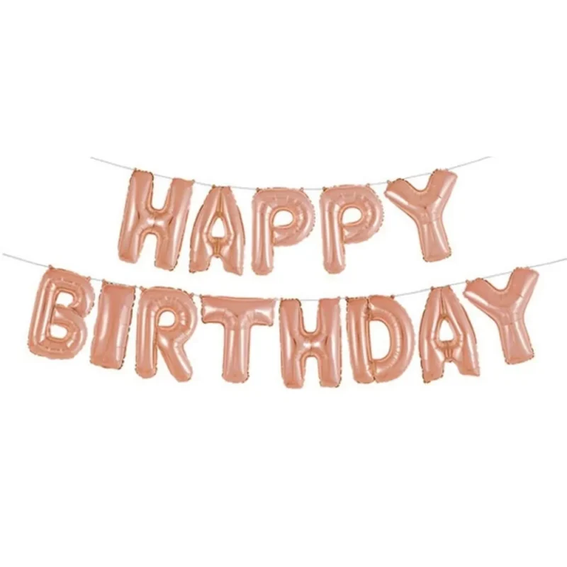 Rose gold happy birthday banner