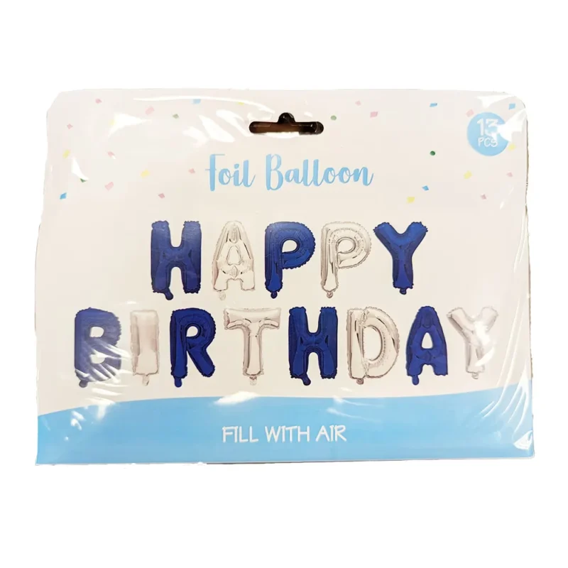 blue silver happy birthday banner