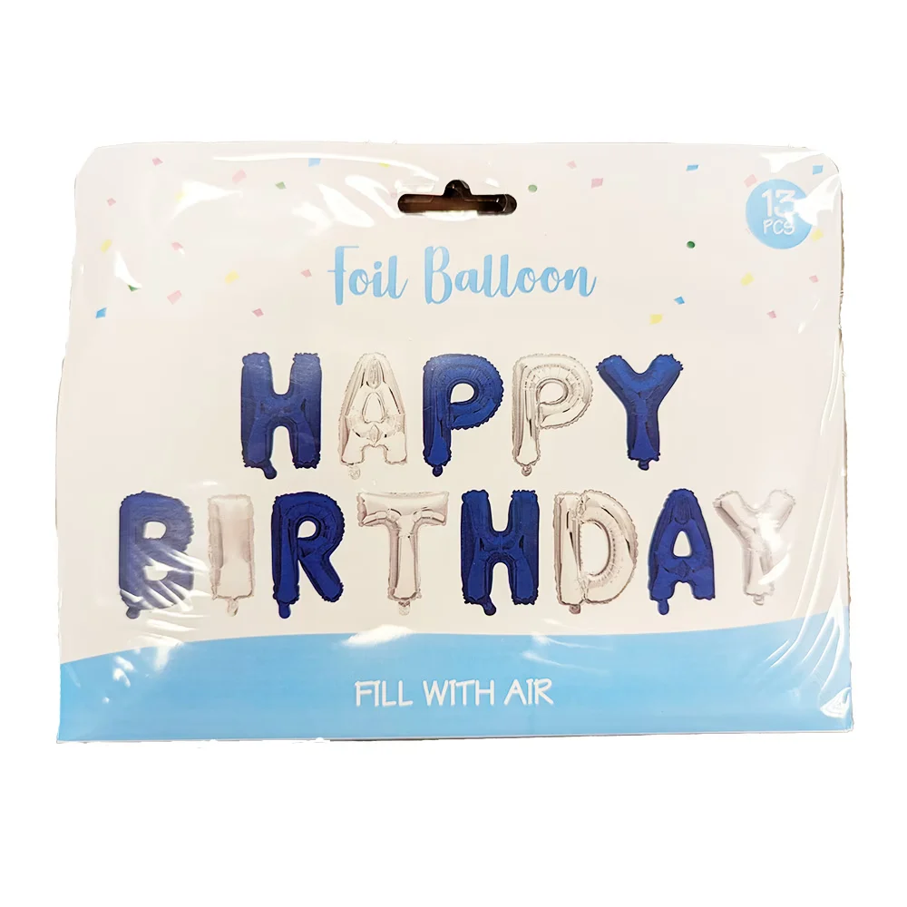 blue silver happy birthday banner