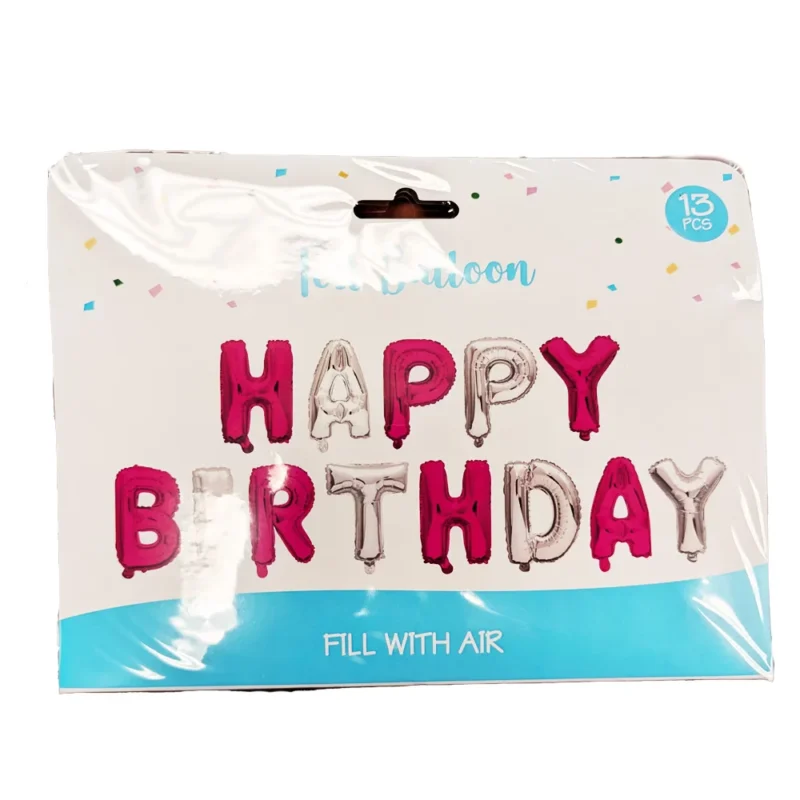 hot pink silver happy birthday banner