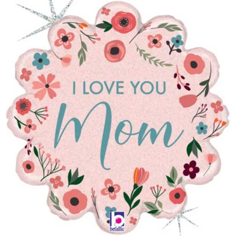 18" I Love You Mom Holographic Foil Balloon