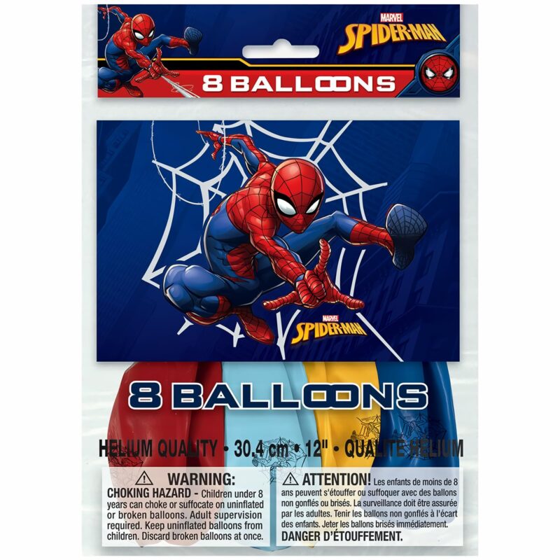 Spiderman Latex Balloon Pack 8ct