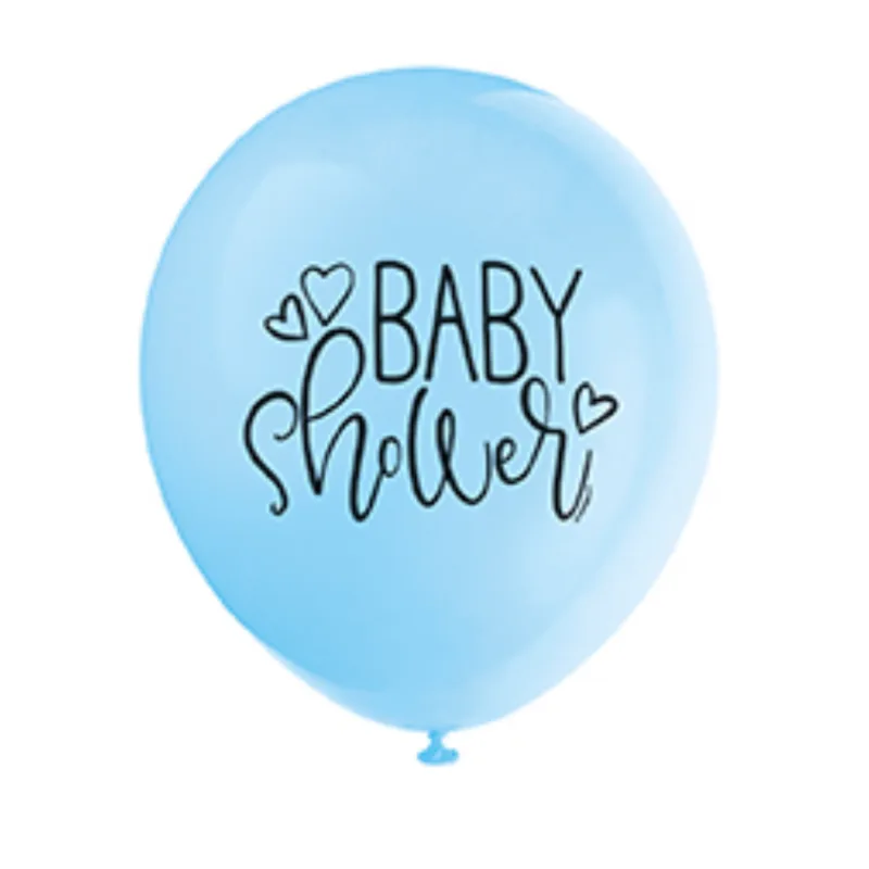 Blue Heart Baby Shower Latex Balloon 8ct - Image 3