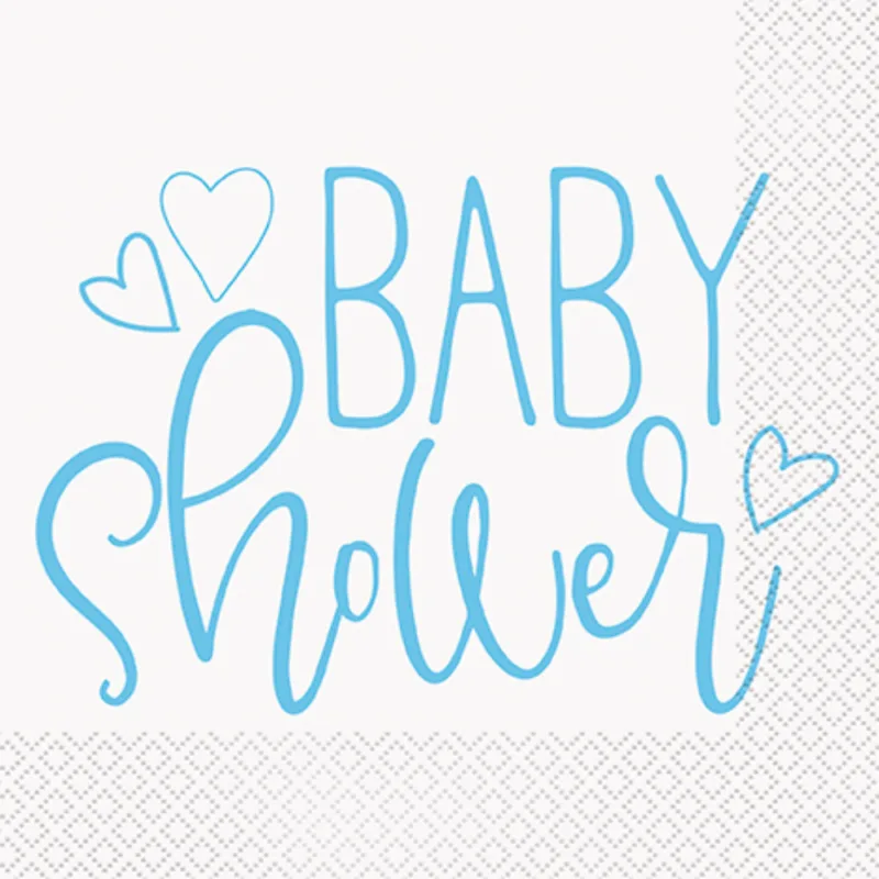 Blue Heart Baby Shower Lunch Napkins 16ct