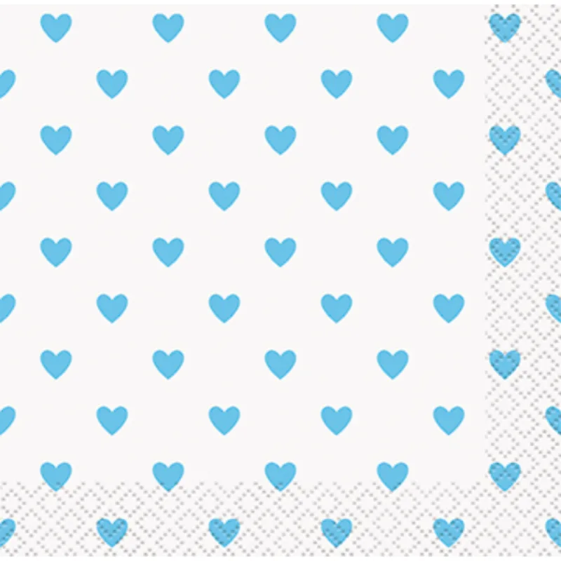 Blue Heart Baby Shower Beverage Napkins 16ct