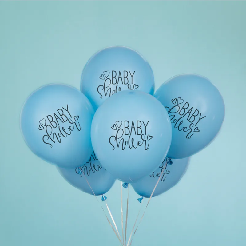 Blue Heart Baby Shower Latex Balloon 8ct - Image 2