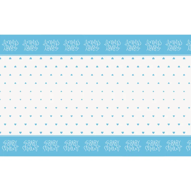 Blue Heart Baby Shower Table Cover 54 x 84" - Image 2