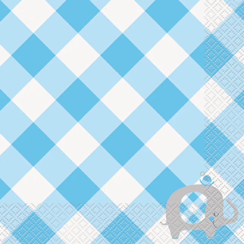 Blue Floral Elephant Lunch Napkins 16ct