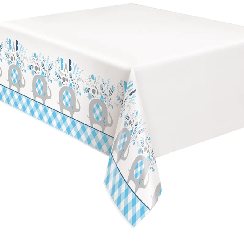 Blue Floral Elephant Tablecover 54 x 84"