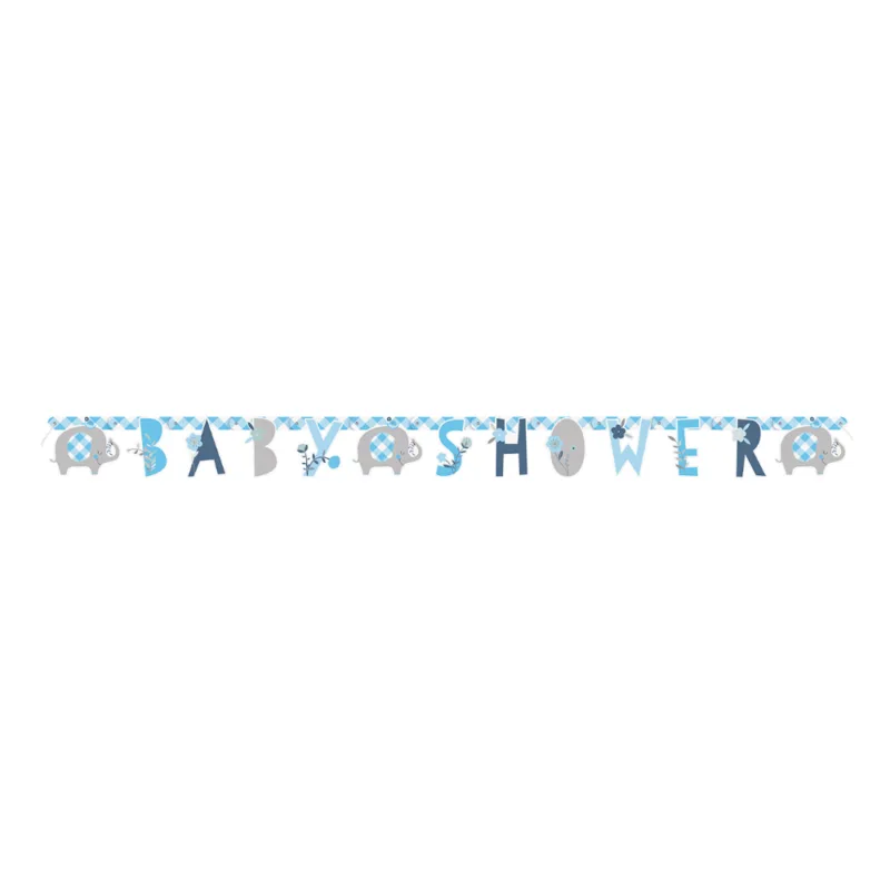 Blue Floral Elephant Jointed Banner 5' Feet - Image 2