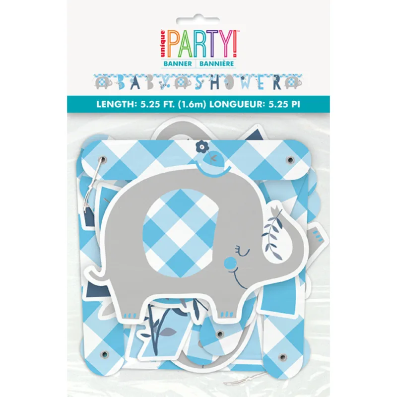 Blue Floral Elephant Jointed Banner 5' Feet