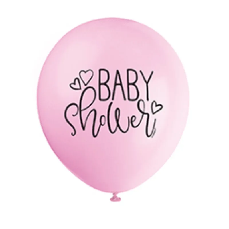 Pink Heart Baby Shower Latex Balloon 8ct - Image 2