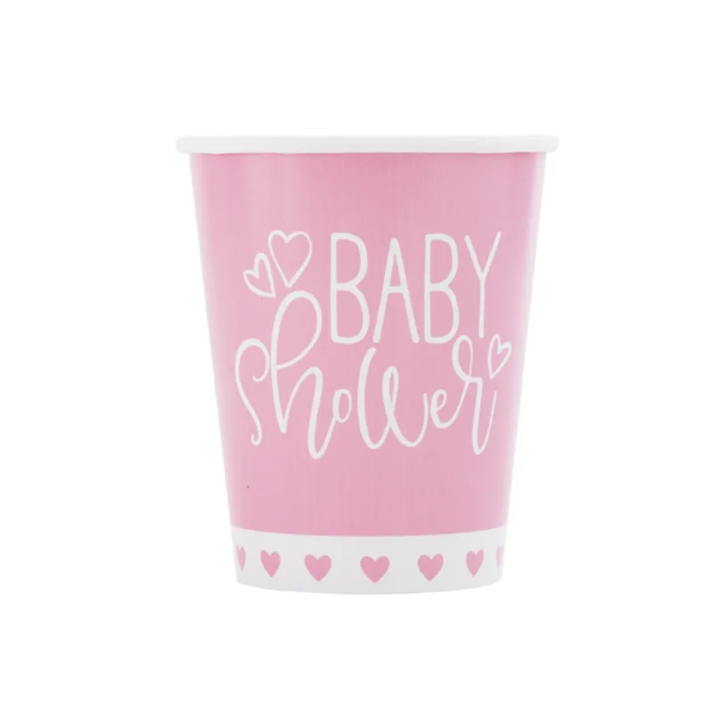Pink Heart Baby Shower Cups 8ct