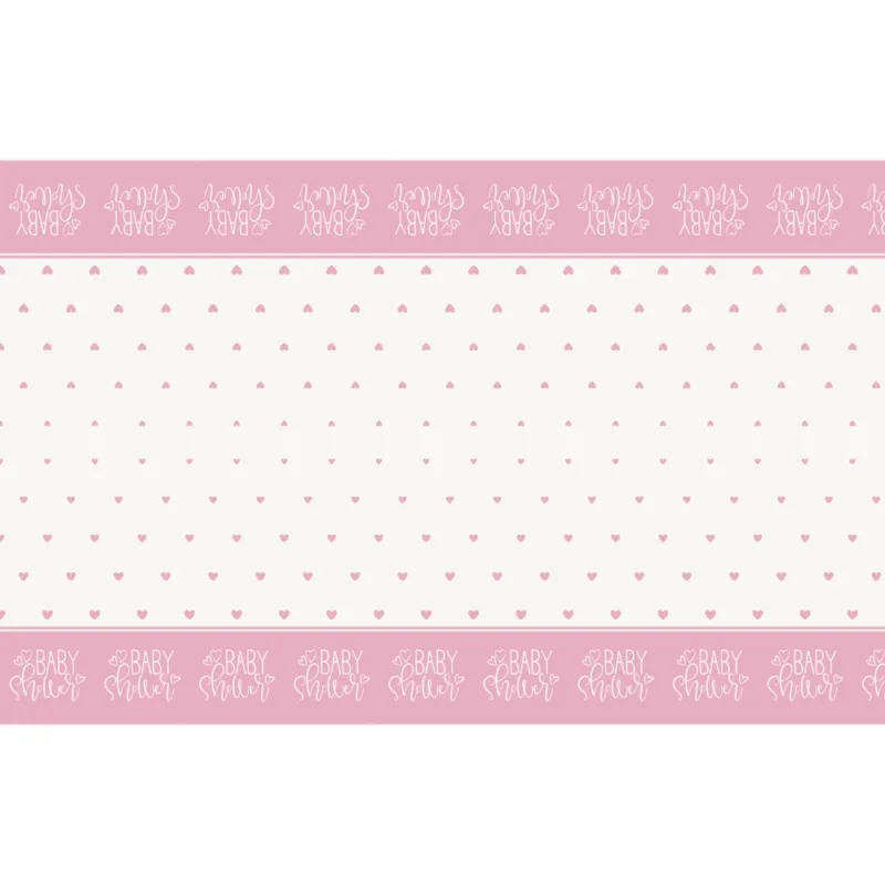 Pink Heart Baby Shower Table Cover 54 x 84" - Image 2