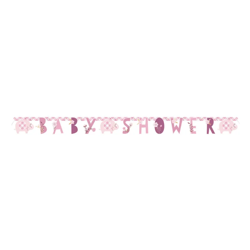 Pink Floral Elephant Jointed Banner 5' Feet - Image 2