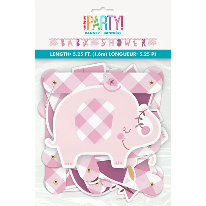 Pink Floral Elephant Jointed Banner 5' Feet