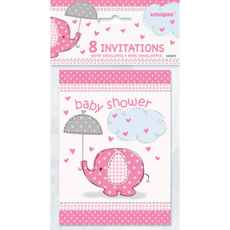 Pink Elephant Invites 8ct
