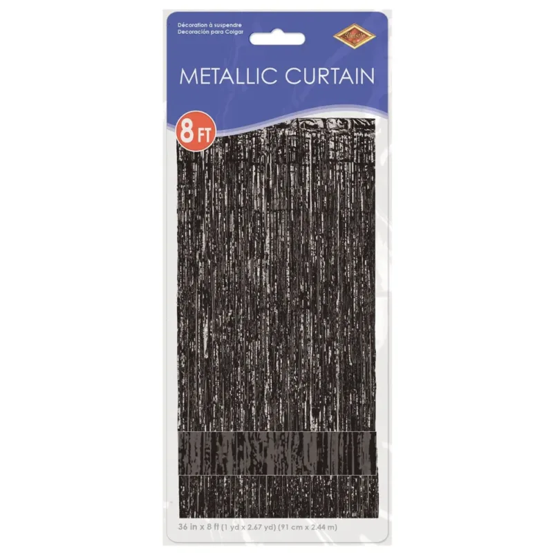 Black Fringe Curtain W/ Rod Pocket 3'x8' - Image 2
