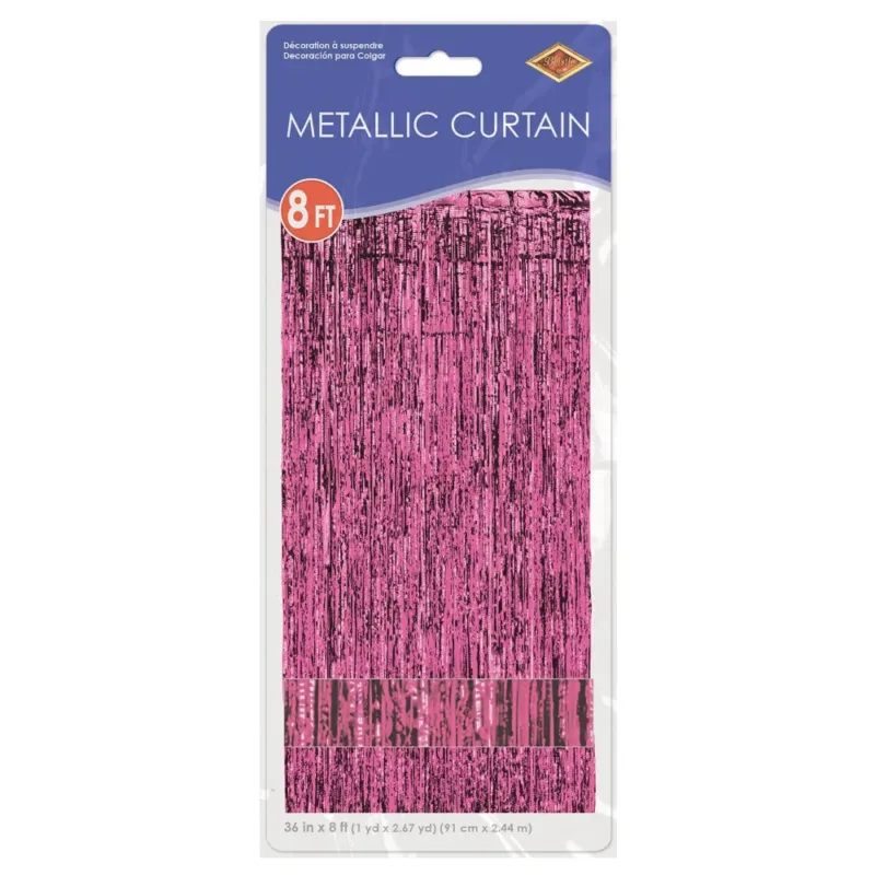 Cerise Pink Fringe Curtain W/ Rod Pocket 3'x8' - Image 2