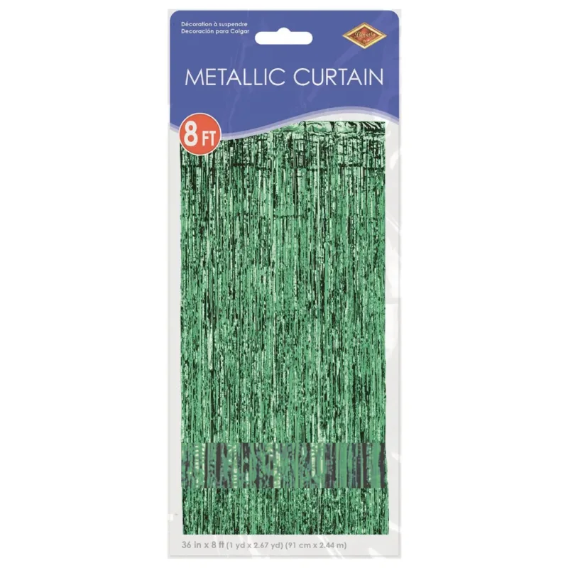 Green Fringe Curtain W/ Rod Pocket 3'x8' - Image 2