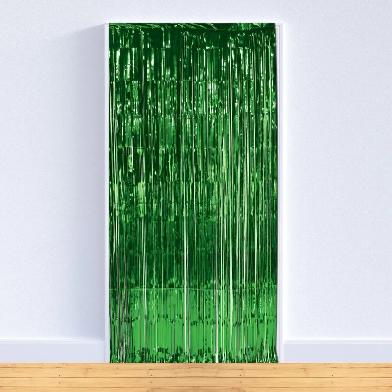 Green Fringe Curtain W/ Rod Pocket 3'x8'