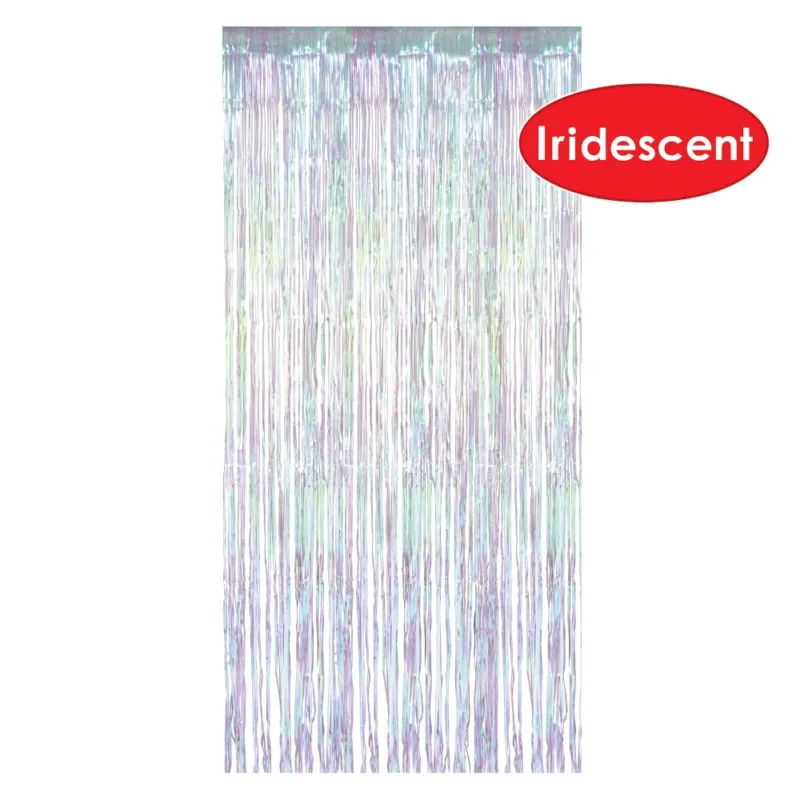 Iridescent Fringe Curtain W/ Rod Pocket 3'x8'
