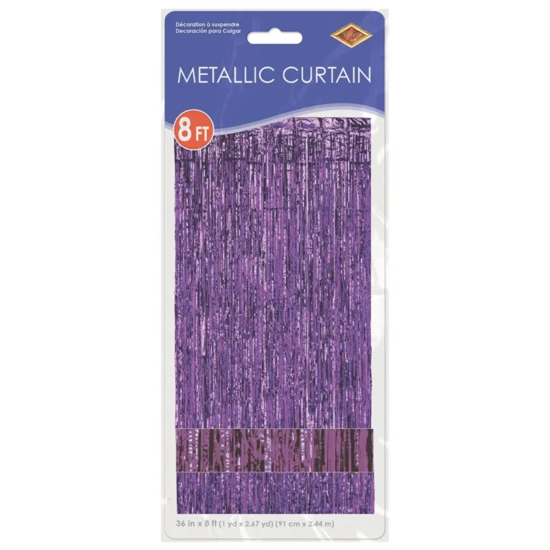 Purple Fringe Curtain W/ Rod Pocket 3'x8' - Image 2