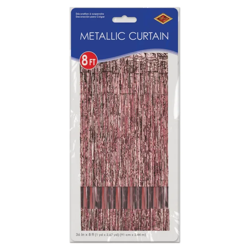 Rose Gold Fringe Curtain W/ Rod Pocket 3'x8' - Image 2