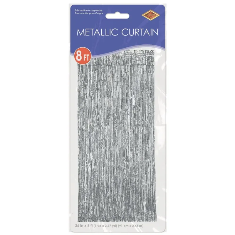 Silver Fringe Curtain W/ Rod Pocket 3'x8' - Image 2
