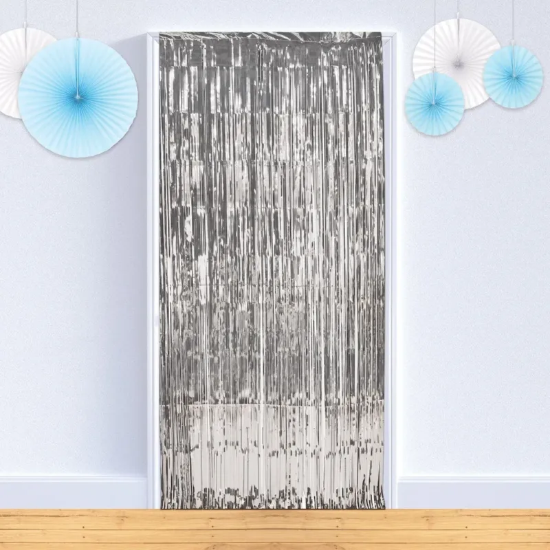 Silver Fringe Curtain W/ Rod Pocket 3'x8'