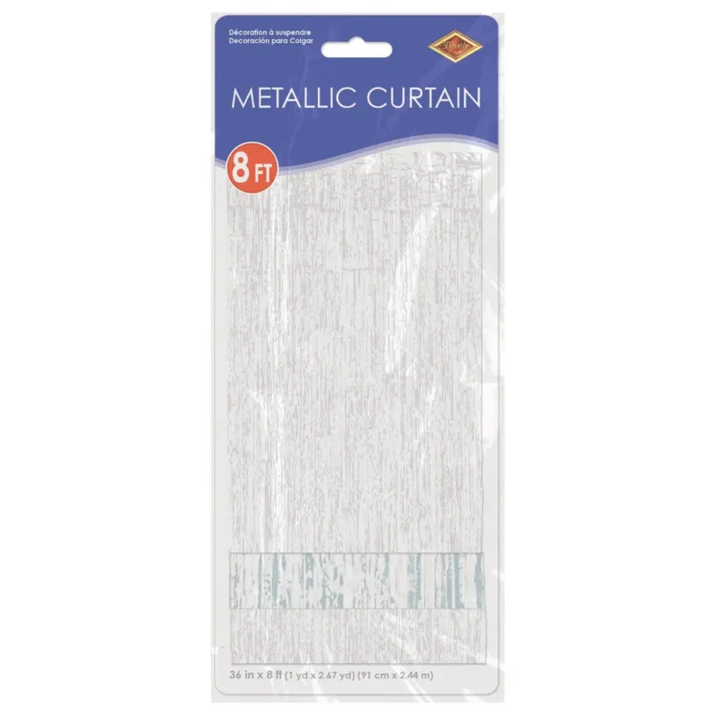 White Fringe Curtain W/ Rod Pocket 3'x8' - Image 2