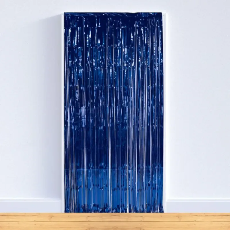Blue Fringe Curtain W/ Rod Pocket 3'x8'