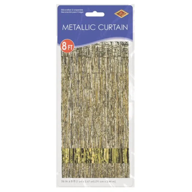 Gold Fringe Curtain W/ Rod Pocket 3'x8' - Image 2