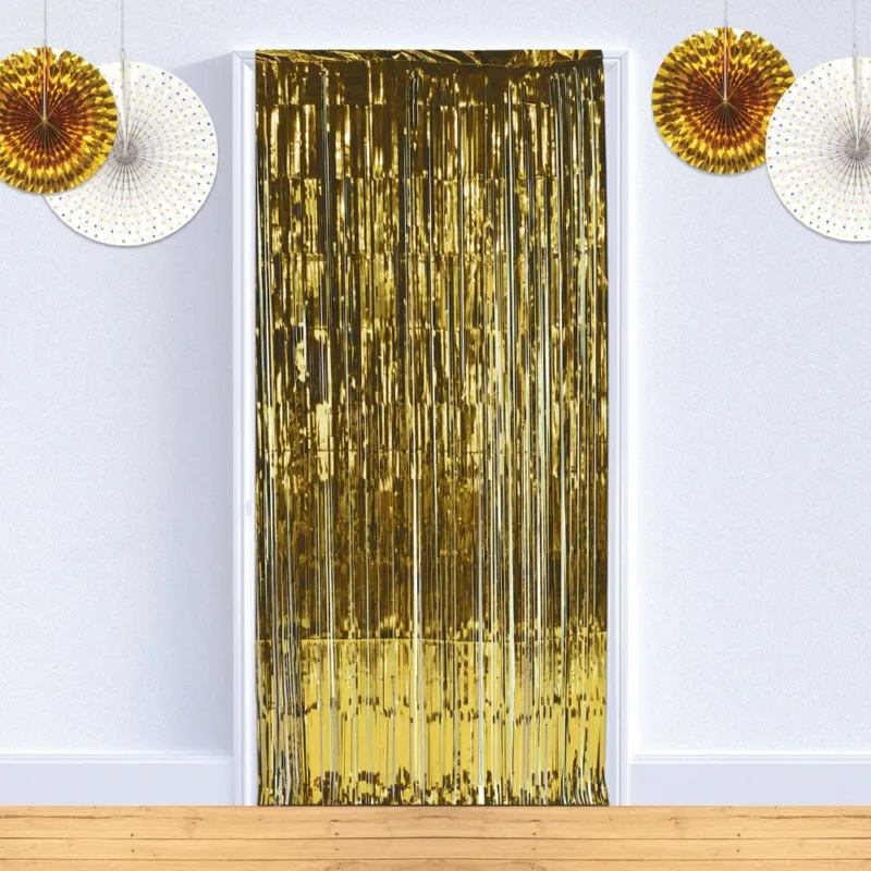 Gold Fringe Curtain W/ Rod Pocket 3'x8'
