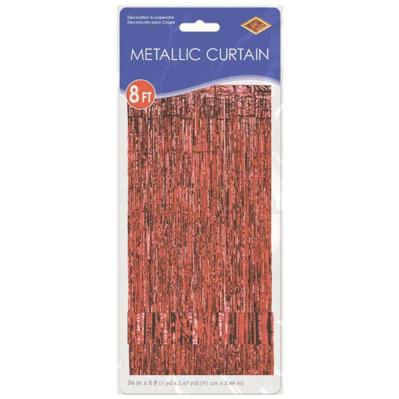 Red Fringe Curtain W/ Rod Pocket 3'x8' - Image 2