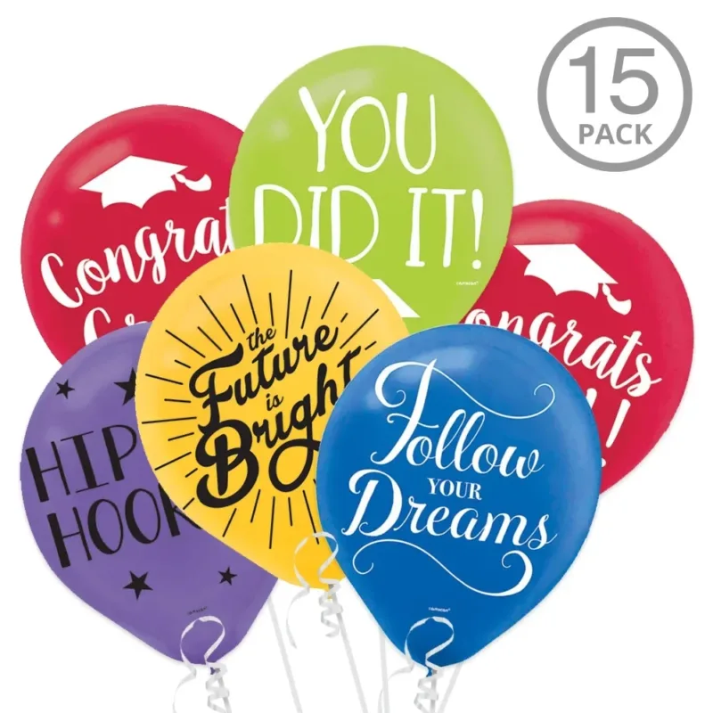 Graduation Latex Balloon Pack 15ct