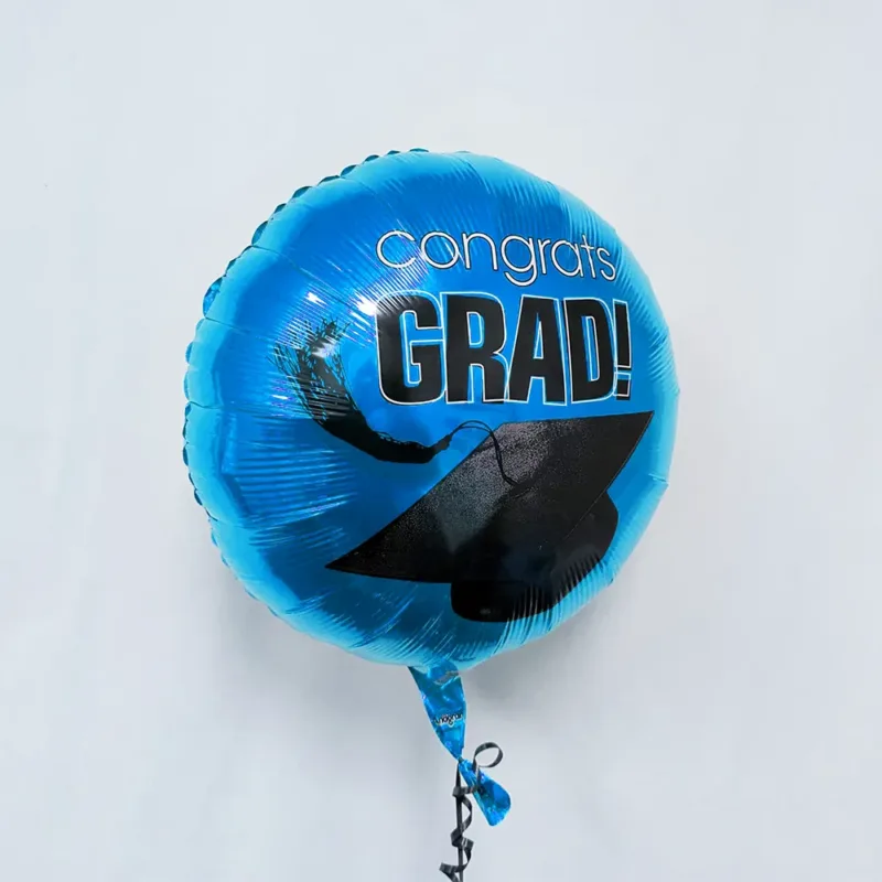 18" Blue "Congrats Grad" Mortar Hat Foil Balloon