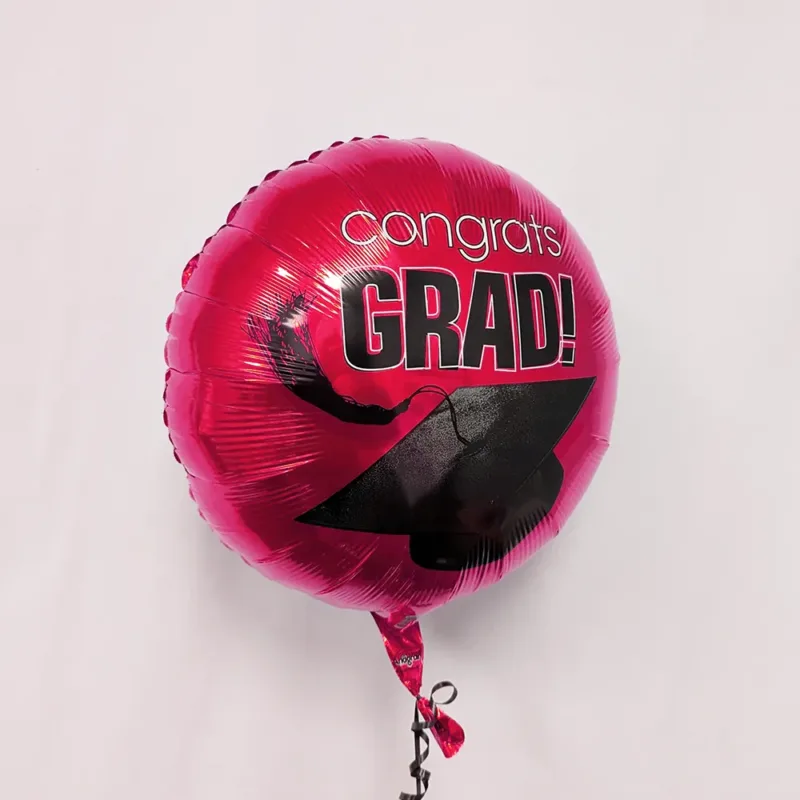 18" Burgundy Red "Congrats Grad" Mortar Hat Foil Balloon