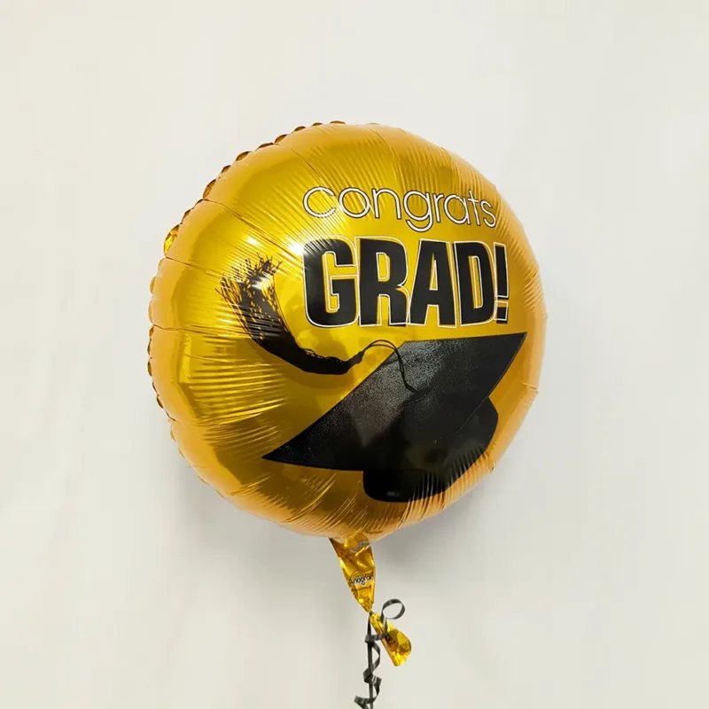18" Gold "Congrats Grad" Mortar Hat Foil Balloon