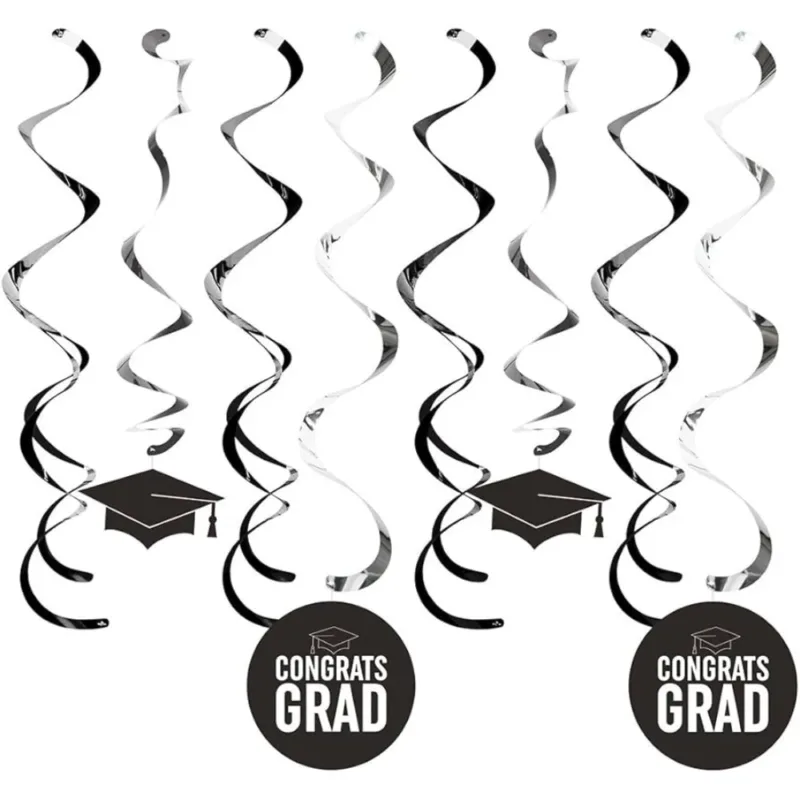 "Congrats Grad" Black Hanging Decor 8ct