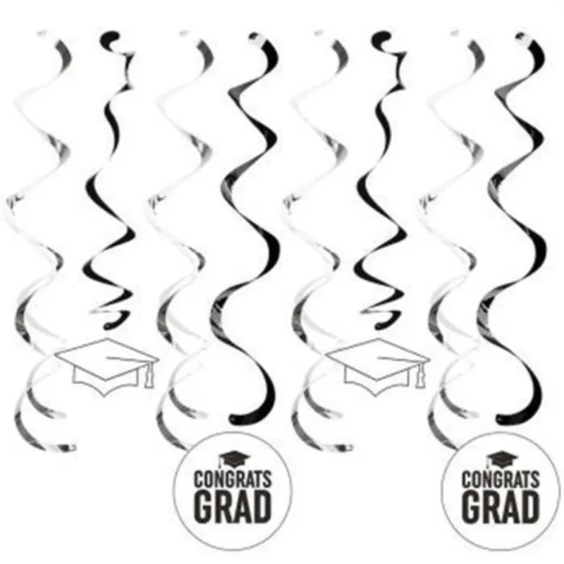 "Congrats Grad" White Hanging Decor 8ct