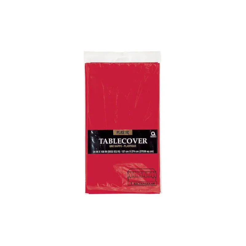 Red Plastic Table Cover 54x108"