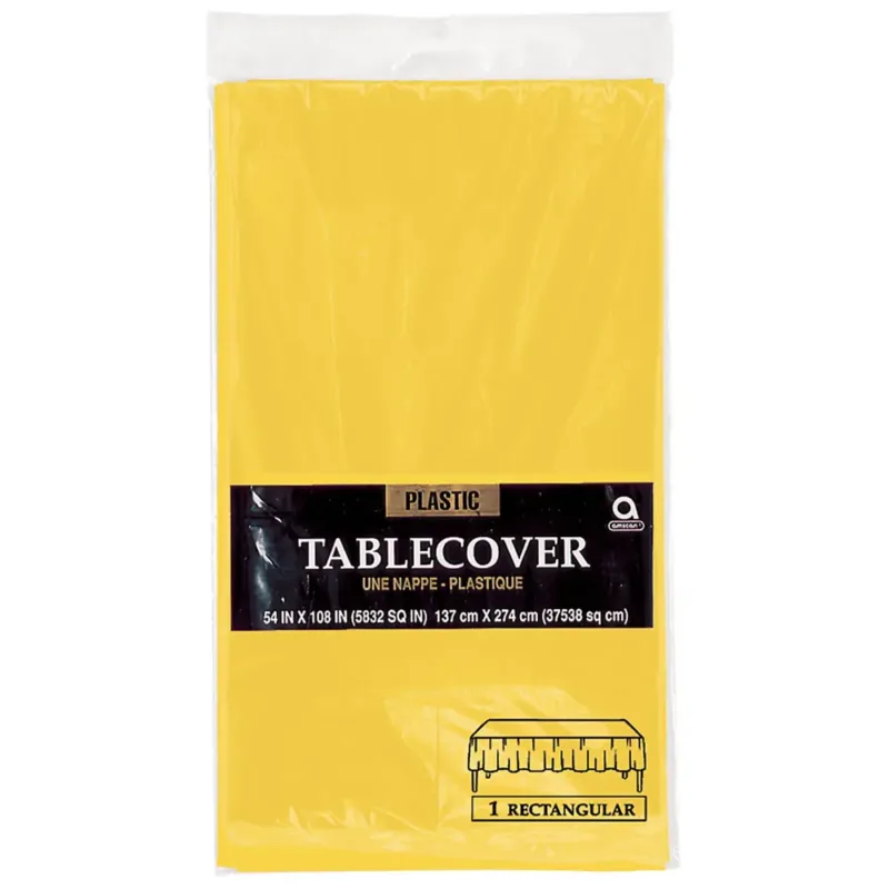 Yellow Plastic Table Cover 54x108"