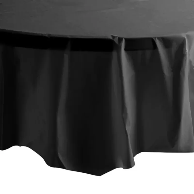 82" Black Round Plastic Table Cover