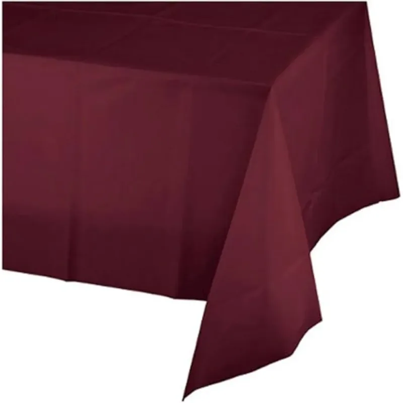 Burgundy Red Plastic Table Cover 54x108"