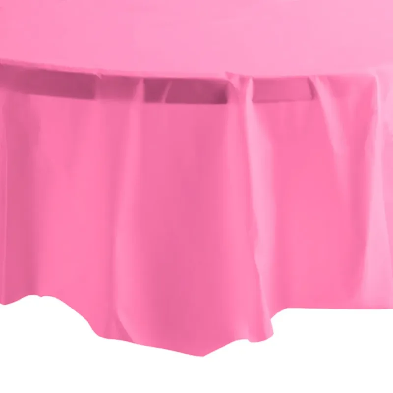 82" Candy Pink Round Plastic Table Cover