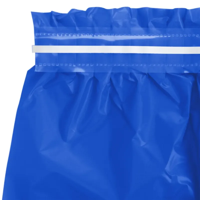 Cobalt Blue Plastic Table Skirt 29"x14' W/ Adhesive Stirp - Image 2